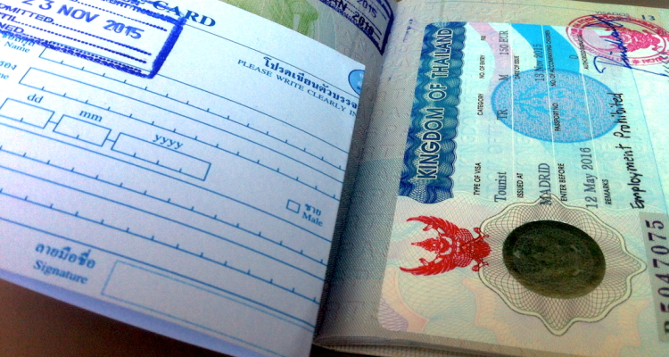 Espiritu Wanderlust - visado de turista para Tailandia - pasaporte, visado y sellos